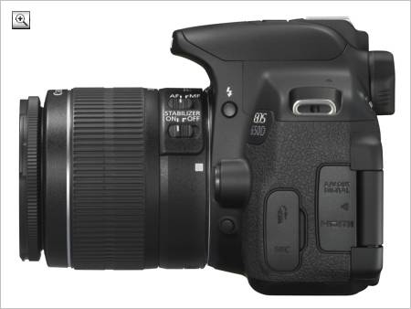 Bild: DSLR Kamera Canon EOS 650D Seitenansicht mit Objektiv EF-S 18-55mm