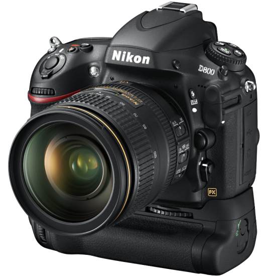 Foto: DSLR Nikon D800 mit Wechselobjektiv und Vollformatgriff 