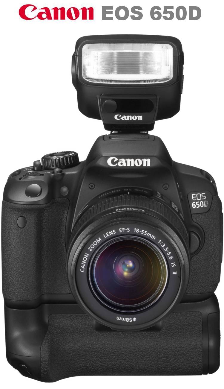Abbildung: CANON EOS 650D mit Batteriegriff und Blitzgert SPEEDLITE 270EX II