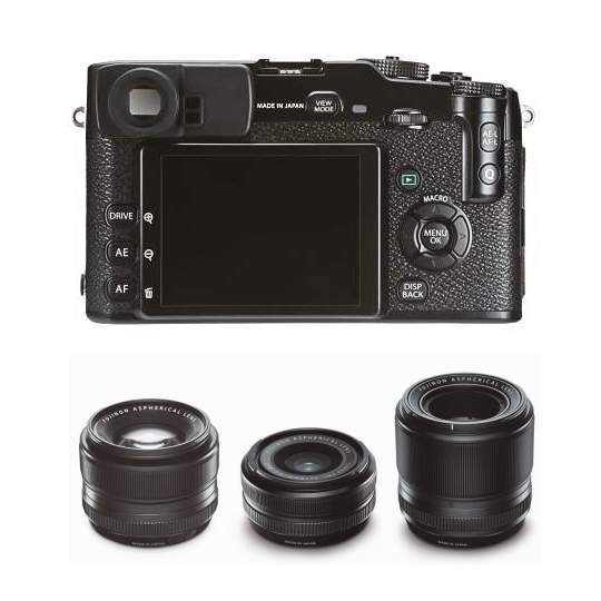 Foto: Fujifilm X-Pro1 Rückseite + Objektive